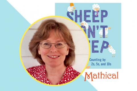 Judy Cox and book cover for "Sheep Won't Sleep"