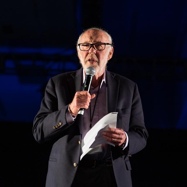 BARKIN/SELISSEN Project director speaking into microphone at 2019 Festival