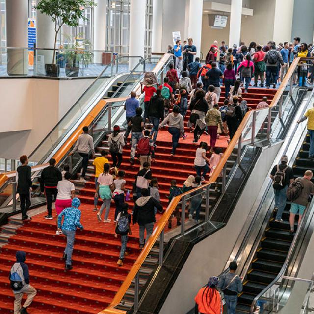 2019 festival attendees entering convention center