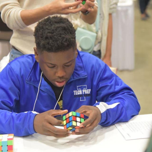 Boy with Rubik's Cube - National Math Festival 2019