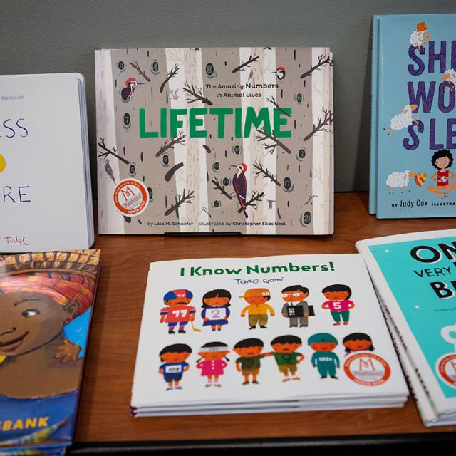 Display of Mathical award winning books at 2019 festival