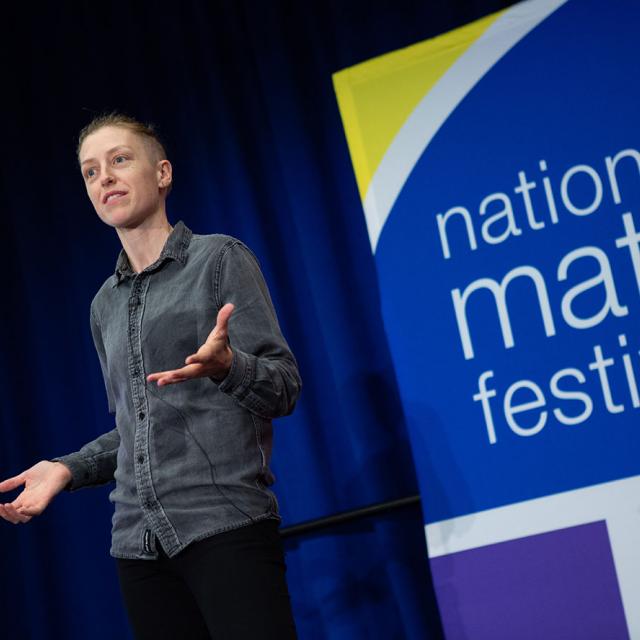 2019 Festival presenter Emily Riehl presents on stage